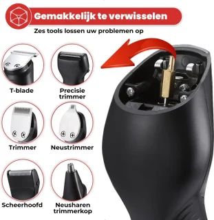 BAESS 6-in-1 Baardtrimmer Rood