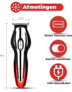 BAESS 6-in-1 Baardtrimmer Rood