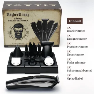 BarberRonny 5-in-1 Baardtrimmer Zwart/Zilver