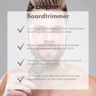 Beper 40.332 Baardtrimmer Oplaadbaar