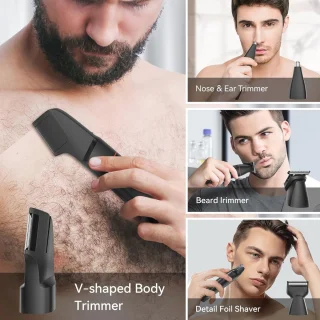 Body Hair Trimmer 4-in-1 voor Mannen USB Oplaadbaar Waterproof