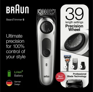 Braun BT5260 Baard- en Haartrimmer Zwart/Metaalzilver