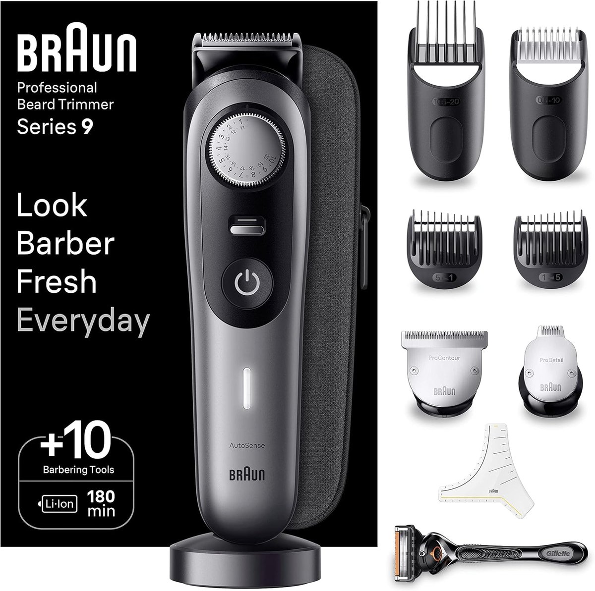 De Braun BT9420 BeardTrimmer Accu Nat en Droog Zwart-Grijs in één oogopslag