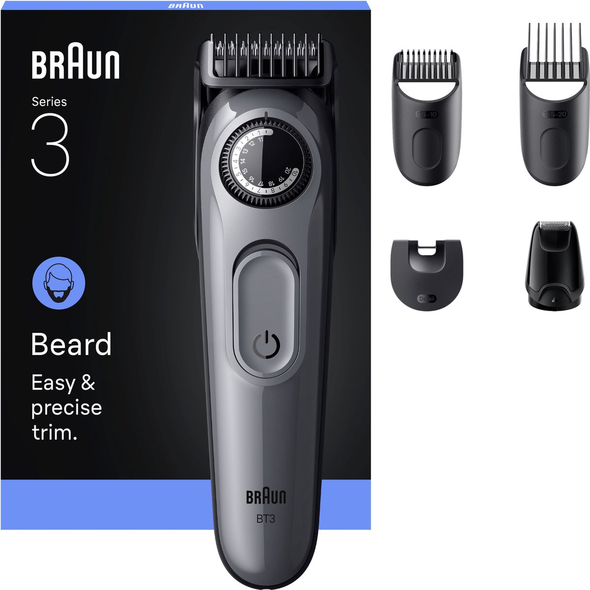 De Braun Series 3 BT3560 Baardtrimmer Grijs in één oogopslag