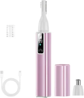 carmdering Elektrische Wenkbrauwtrimmer Gezichtshaarverwijderaar Roze