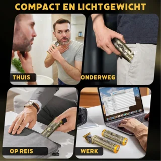 Draadloze Baardtrimmer 5-in-1 USB-C Goud – Professionele Trimmer & Neus- Oortrimmer