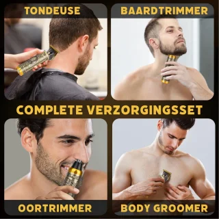 Draadloze Baardtrimmer 5-in-1 USB-C Goud – Professionele Trimmer & Neus- Oortrimmer