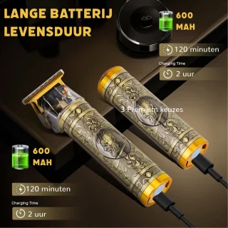 Draadloze Baardtrimmer 5-in-1 USB-C Goud – Professionele Trimmer & Neus- Oortrimmer
