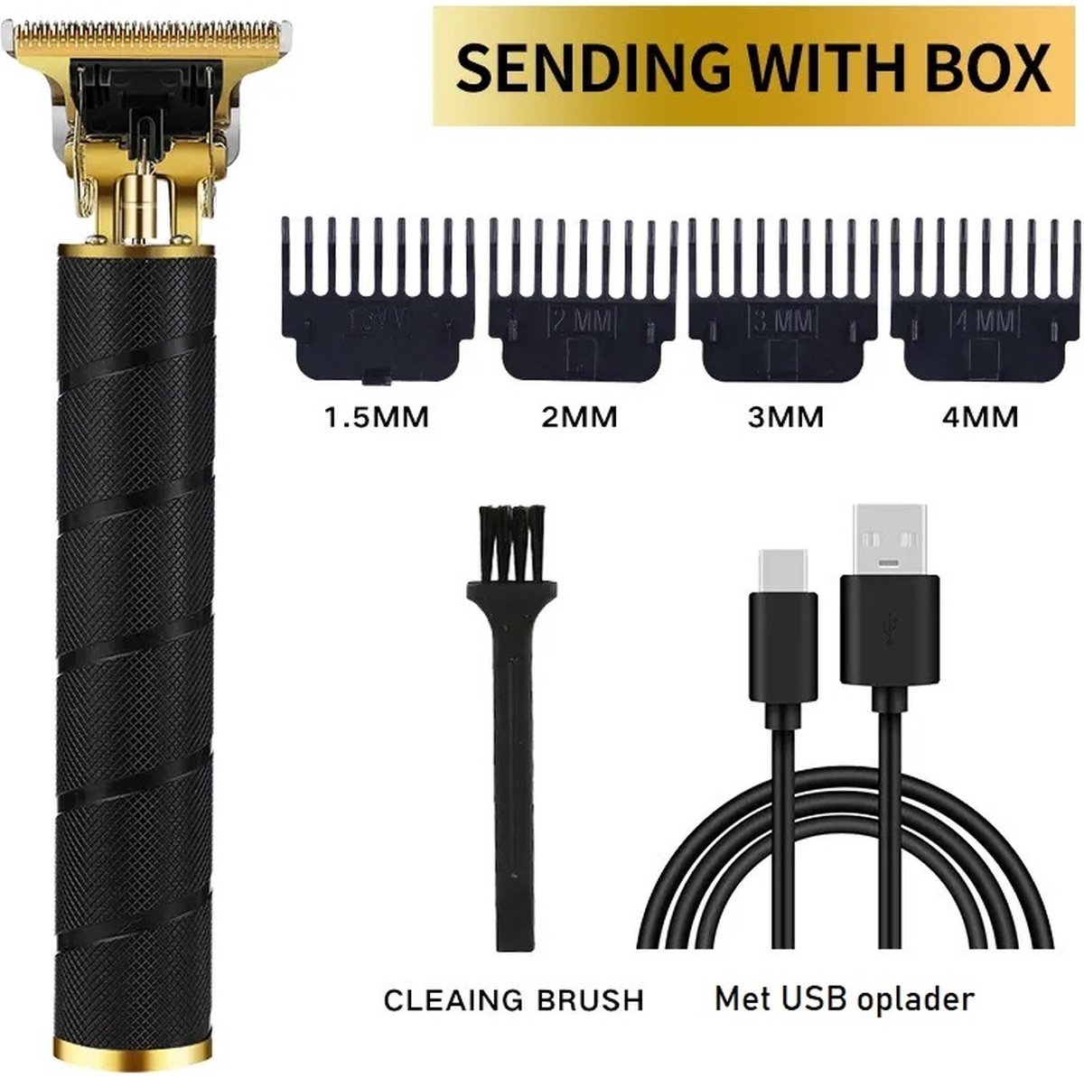 De Draadloze Haartrimmer Tondeuse Mannen Zwart Goud in één oogopslag