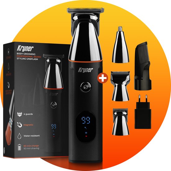 Kryner Professionele Baardtrimmer en Tondeuse voor Mannen