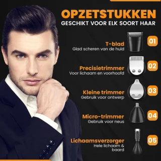 Lenéve 6-in-1 Haartrimmer en Baardtrimmer Set