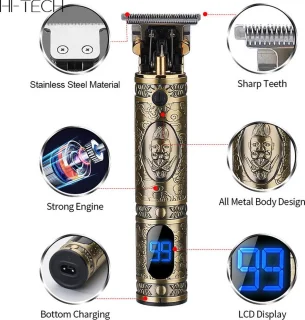 Luxe Tondeuse LCD Goud met 3 Opzetkammen