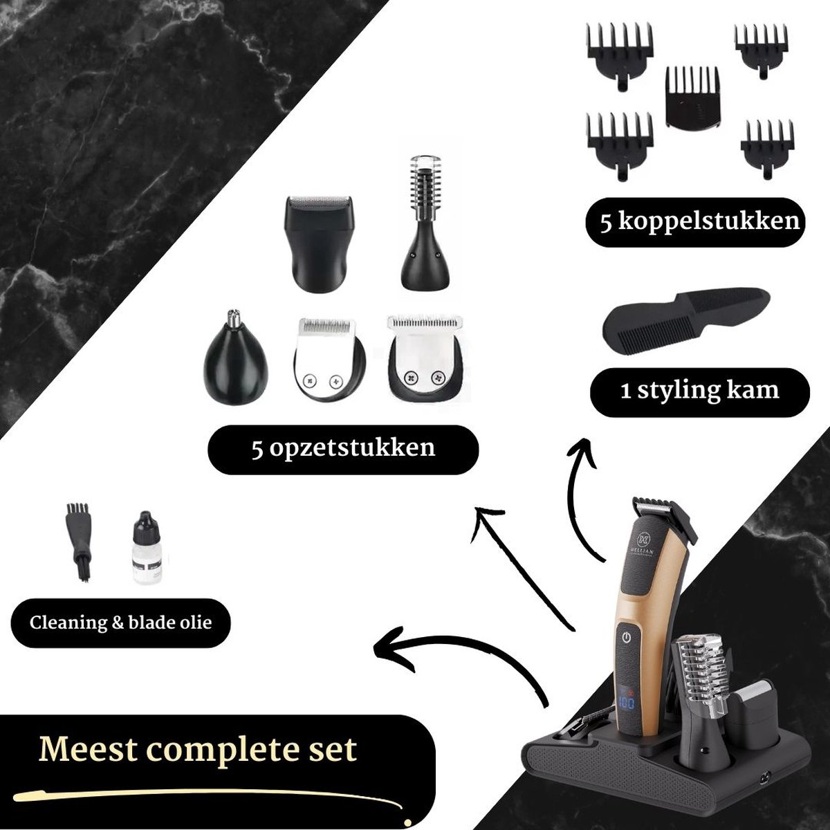 Mellian SignaturePro Baardtrimmer 10-Delig Set