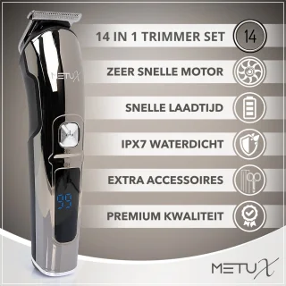 MetuX® 14-in-1 Baard- en Bodytrimmer Set Heren