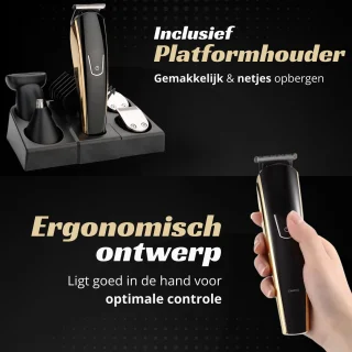 Modito 5-in-1 Baardtrimmer Scheerapparaat Bodygroomer Zwart/Goud
