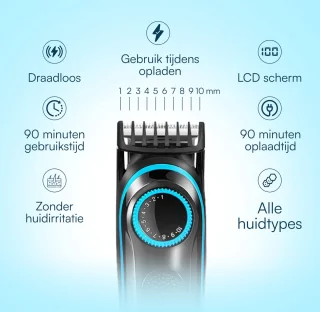 NueNext Baardtrimmer Met Precisiedraaiknop 20-instellingen