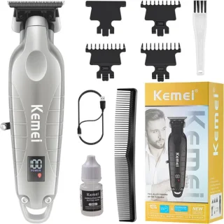 Professionele haar- en baardtrimmer met T-blad, zilver