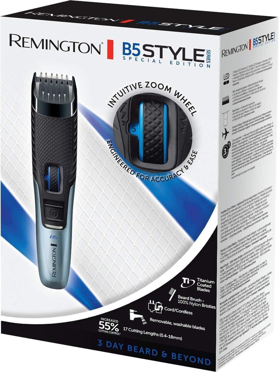 De Remington MB5000 Baardtrimmer B5 Style Series Blauw in één oogopslag