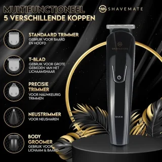 ShaveMate 5-in-1 Baardtrimmer en Bodygroomer Draadloos Waterproof