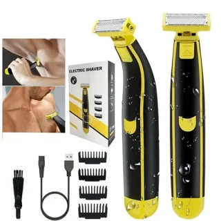 Wishdor Bodygroomer mannen - Elektrisch scheerapparaat voor nat en droog scheren - Waterdichte trimmer - Zwart geel