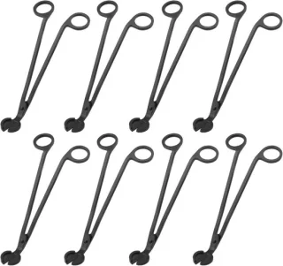 Zwarte roestvrijstalen kaarslonttrimmer set, 8 stuks