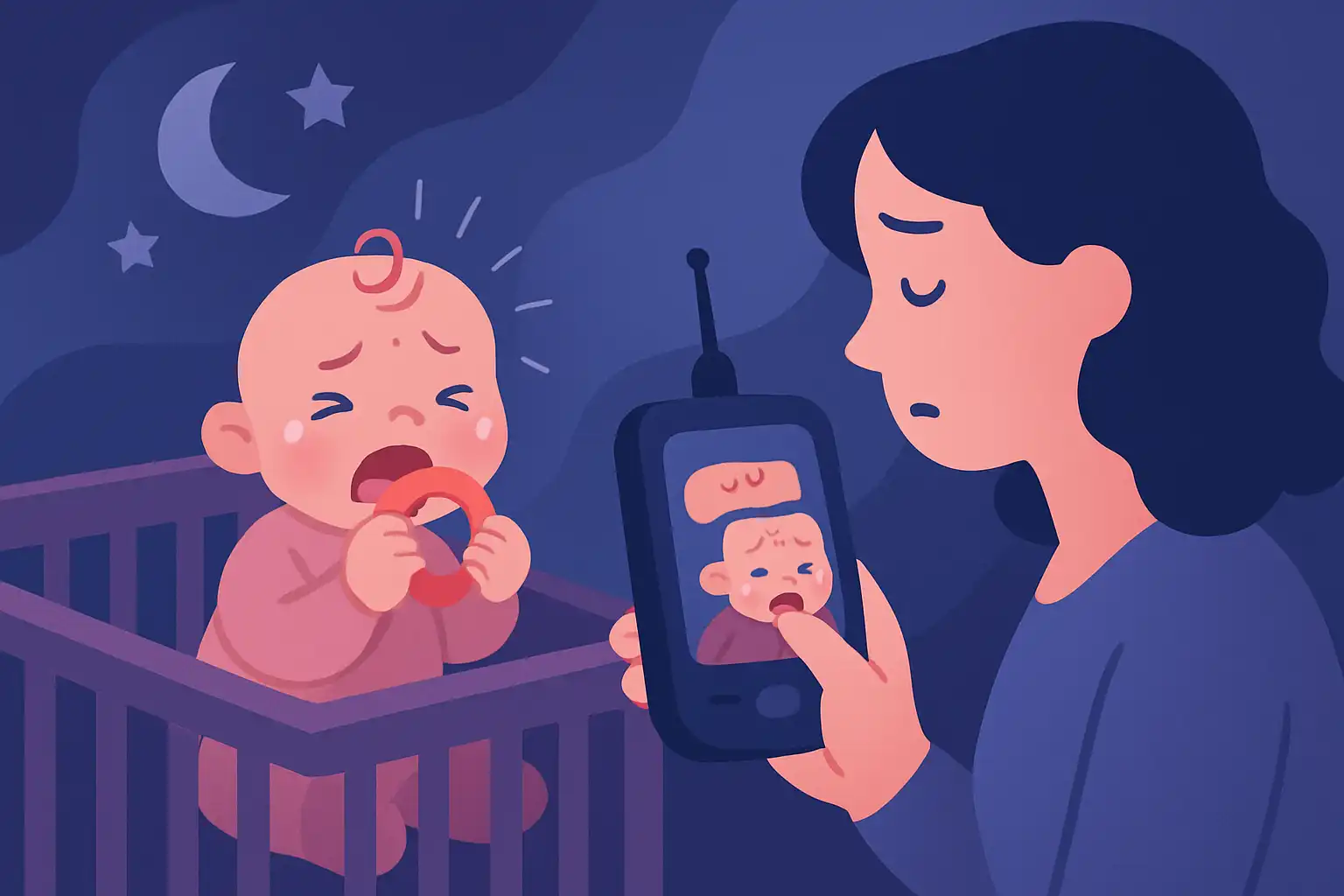 Babyfoon bij tandjes doorkomen: zo help je je baby (en jezelf) door de moeilijke nachten