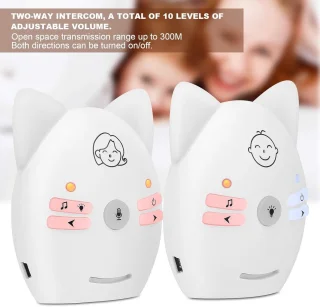 Draagbare draadloze bidirectionele spraak- en audiomonitoring-babyfoon met nachtlampje voor babyveiligheid - EU-stekker - HTML content - digitaal audio .