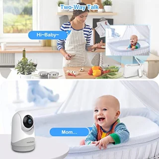 Babyfoon met camera en audio, 5 inch scherm, 3500 mAh batterij, Pan-Tilt-Zoom functie, tweerichtingsgesprek, ECO-modus en auto-nachtzicht