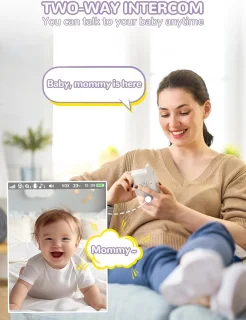 Babyfoon Camera met 720P HD Scherm en Nachtzicht - 4x Zoom, VOX, en Temperatuursensor