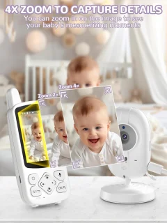 Babyfoon Camera met 720P HD Scherm en Nachtzicht - 4x Zoom, VOX, en Temperatuursensor