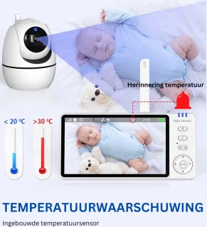 Babyfoon met Camera - Baby Monitor met Brede Kijkhoek - Babyfoon met Camera en App - 355° Rotatie