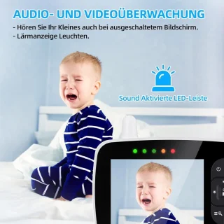 Babyfoon met Camera en HD-Scherm - 355° Pan-Tilt, Nachtzicht, Tweeweg-Audio, Temperatuuralarm en Slaapliedjes