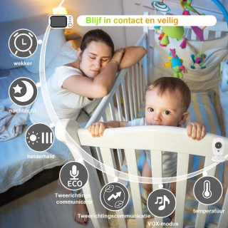 Babyfoon met camera, 3,5" LCD videobabyfoon, babybewakingscamera