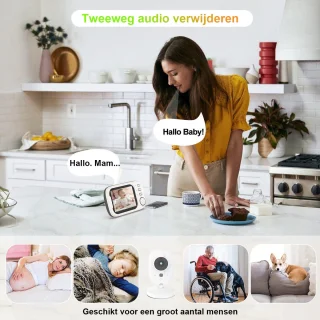 Babyfoon met camera, 3,5" LCD videobabyfoon, babybewakingscamera