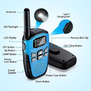 Oplaadbare Walkie Talkie voor Kinderen en Volwassenen - Bereik tot 5 km - LCD-Display en 16 Kanalen