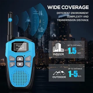 Oplaadbare Walkie Talkie voor Kinderen en Volwassenen - Bereik tot 5 km - LCD-Display en 16 Kanalen