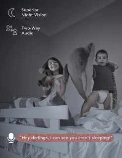 Babyfoon met 360° camera en AI-tracking, 1080p HD, nachtzicht en intercomfunctie