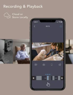 Babyfoon met 360° camera en AI-tracking, 1080p HD, nachtzicht en intercomfunctie