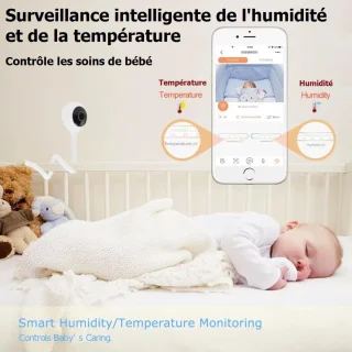 3MP Video Babyfoon met WiFi, Huildetectie, Nachtzicht en Temperatuurmonitoring