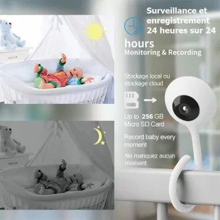 3MP Video Babyfoon met WiFi, Huildetectie, Nachtzicht en Temperatuurmonitoring