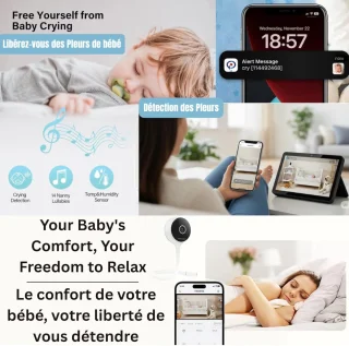 3MP Video Babyfoon met WiFi, Huildetectie, Nachtzicht en Temperatuurmonitoring