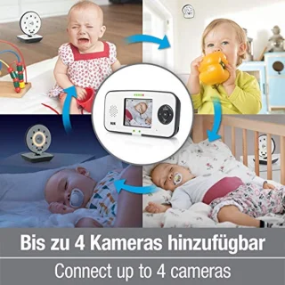 Digitale babyfoon met camera en videodisplay - tot 4 camera's, vrij van hoogfrequente straling in eco-modus
