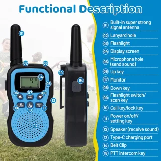 Oplaadbare Walkietalkies voor Kinderen - Groot Bereik voor Buiten Avonturen