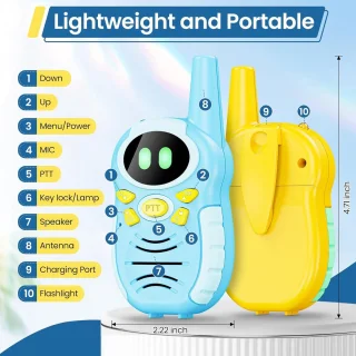 Opladbare Kinder Walkie Talkie met Zaklamp - Bereik tot 5 km voor Avonturen