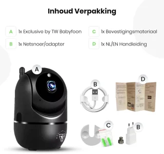 Full HD Wifi Babyfoon met Camera - Bewakingscamera - NL iOS/Android App - Zwart