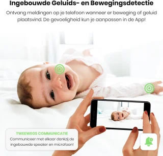 Full HD Wifi Babyfoon met Camera - Bewakingscamera - NL iOS/Android App - Zwart