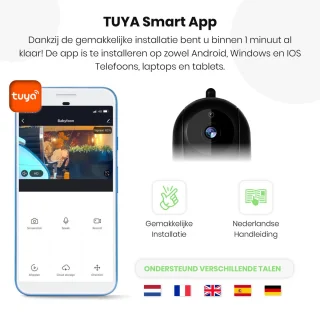 Full HD Wifi Babyfoon met Camera - Bewakingscamera - NL iOS/Android App - Zwart