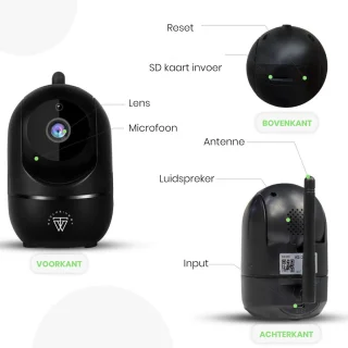 Full HD Wifi Babyfoon met Camera - Bewakingscamera - NL iOS/Android App - Zwart