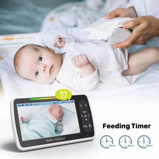 Babyfoon - 5-inch Scherm - Met Camera & Audio op afstand - Tweerichtingsgesprek - VOX-Modus - Incl. Slaapliedjes - BabyPhone