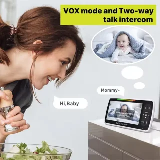Babyfoon - 5-inch Scherm - Met Camera & Audio op afstand - Tweerichtingsgesprek - VOX-Modus - Incl. Slaapliedjes - BabyPhone